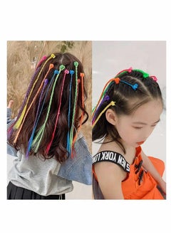 Generic Children's Hair Extensions with Hair Clips, Clip-on Rainbow Neon Braid Hair Extensions for Girls Hair Decoration Birthday Party Good for Children's Show 24Pcs  - Image 3