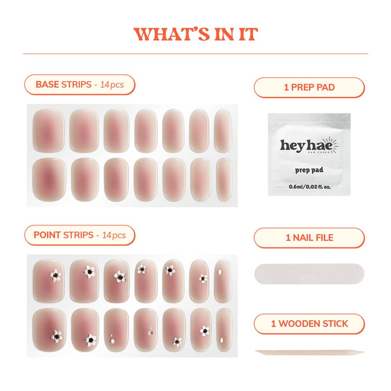 Heyhae Semi Cured Gel Nail Strips | No LED Lamp Needed | Ombre, Pink | Easy Apply & Remove, Salon Quality | Includes 28 Strips, 1 Prep Pads, Nail File & Wooden Stick - Hey, Youâ€™re Special - Image 3