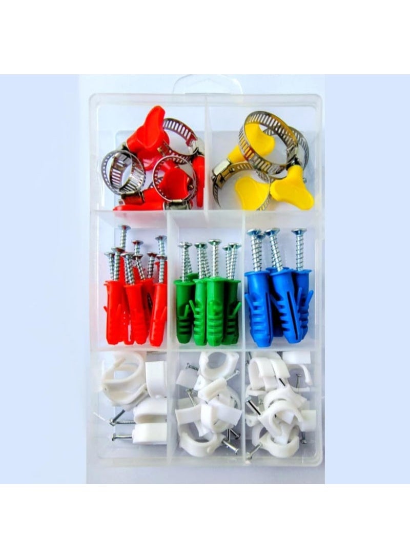 Lynacz Original Fastener Assortment Kit with Screws, Wall Plugs, Cable Clips & Hose Clamps - Image 4