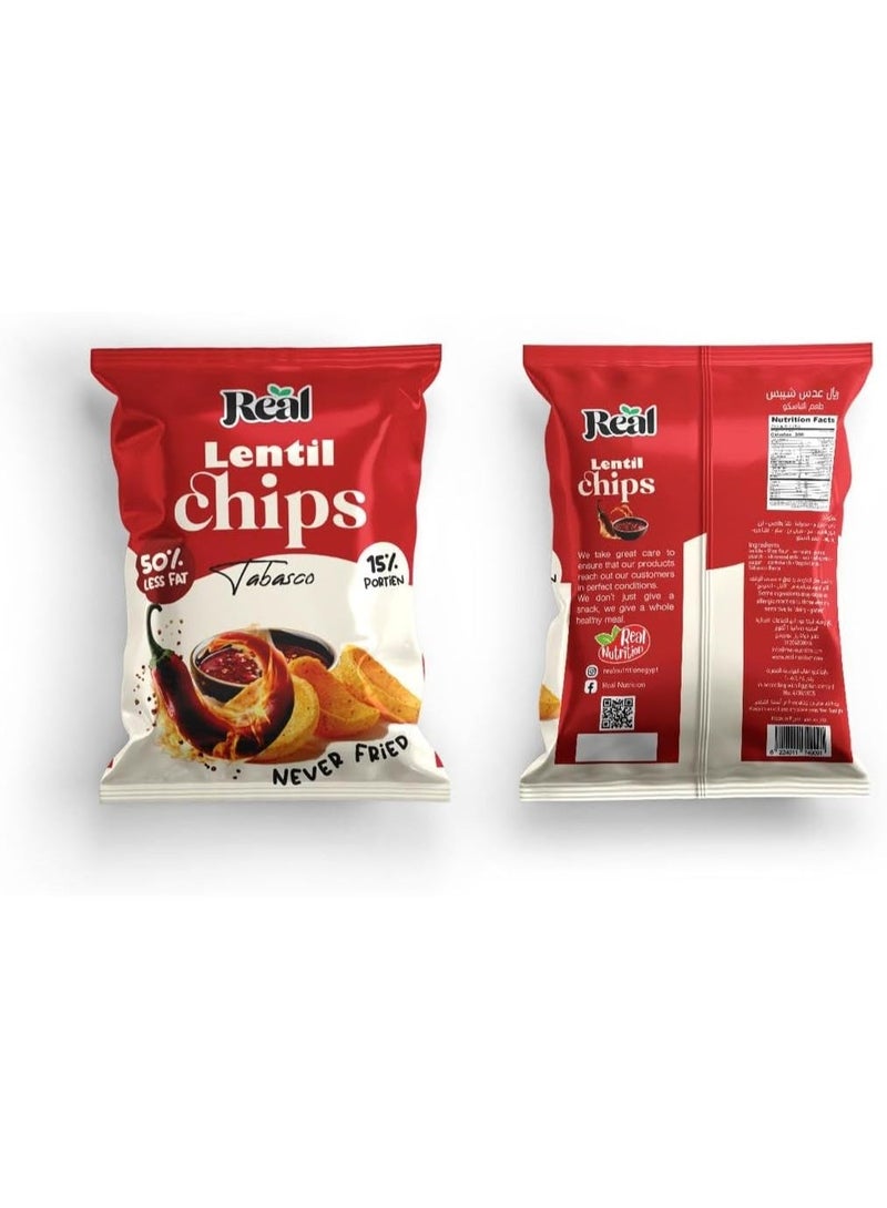 ريل رقائق البطاطس الحقيقية - رقائق العدس - بنكهة تاباسكو، عبوة 60 غرام - 50% دهون أقل، غير مقلية، مقرمشة وحارة، وجبة خفيفة صحية - Image 4