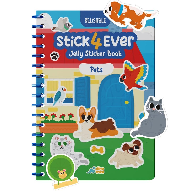 DINO MINI Stick4Ever Jelly Sticker Book - for Kids - Waterproof, Easy to Clean Reusable Sticker Book for Toddlers- Reusable Road Trip Activities for Kids - Stocking Stuffers for Toddlers (Pets) - Image 1