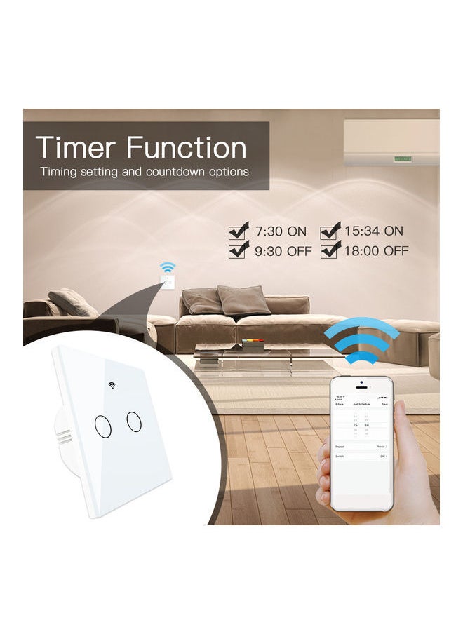 NIBEMINENT Smart Light Switch with Wifi Remote APP and Voice Control- 2 Gang White  - Image 5