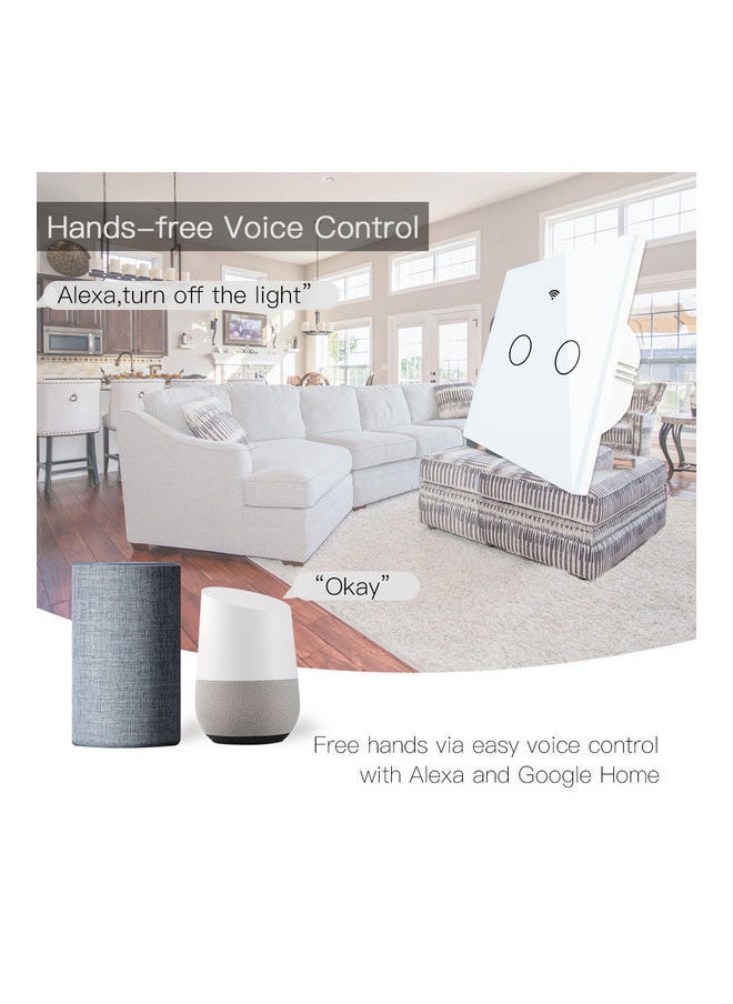 NIBEMINENT Smart Light Switch with Wifi Remote APP and Voice Control- 2 Gang White  - Image 4