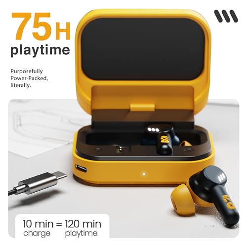 GOBOULT Tenet TWS Earbuds with 75H Playtime, Amp App Support, Quad Mic ENC, Dual Device Pairing Buds, 13mm Driver Ear Buds, Bluetooth 5.4 Wireless Earbuds (Solar Yellow) - Image 3