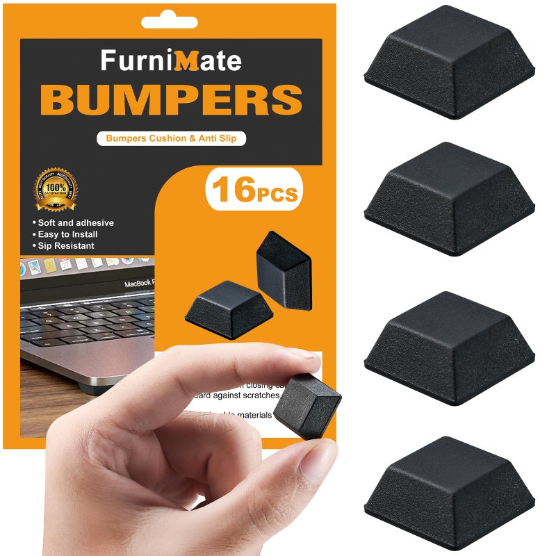 FURNIMATE Rubber Feet for Electronics-Adhesive Rubber Feet 16PCS, Black Rubber Bumpers Self Adhesive - Image 1
