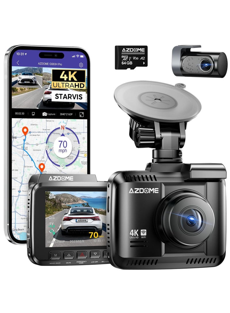 أزدوم كاميرا داش AZDOME GS63H Pro – تسجيل مزدوج 4K+1080P، شاشة IPS بقياس 2.4 بوصة، نظام GPS، واي فاي 6، تطبيق تحكم، زاوية رؤية 130°، جهاز تسجيل فيديو للسيارات (DVR)، مراقبة وقوف على مدار 24 ساعة. &مجموعة توصيل مباشرة HT03 بمنفذ Type-C لكاميرات السيارة، مراقبة 24 ساعة، تحويل 12-24V إلى 5V/2.5A، حماية متعددة الدوائر، كابل 3.5 متر مع فيوز - Image 2