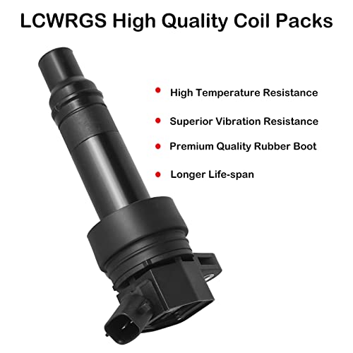 LCWRGS حزم لفائف الإشعال من 4 تناسب L4 1.6L 2012 2013 2014 2015 2016 2017 كيا ريو سول هيونداي أكسنت فيلستر 1.6 استبدال# UF652 C1803 - Image 2