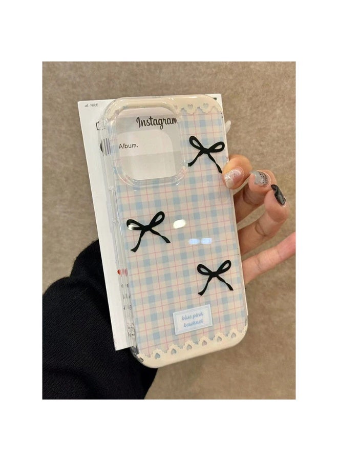 NIBEMINENT Plaid Bow Protective TPU Case Cover For IPhone 15 Pro Max - Image 1