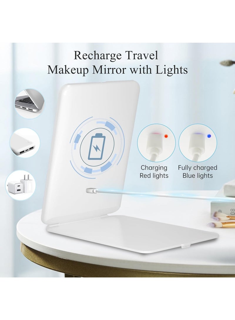 Rechargeable Travel Makeup Mirror with 72 Led Lights, Portable Lighted Beauty Mirror, 3 Color Lighting, Dimmable Touch Screen, Tabletop LED Folding Cosmetic Vanity Mirror - Image 2