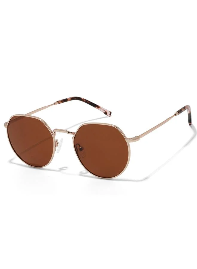 تايك تو Gold Geometric Sunglasses With Uv Protection