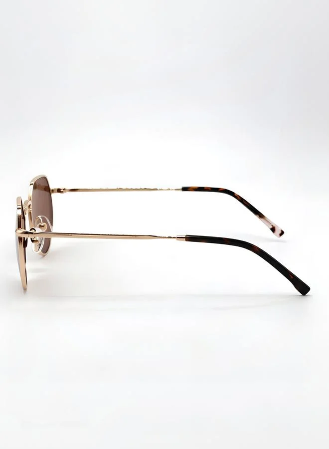 تايك تو Gold Geometric Sunglasses With Uv Protection