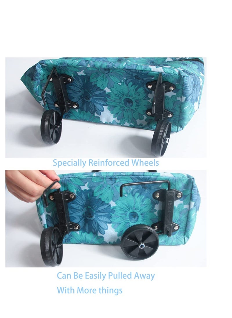 Excefore Portable Folding Shopping Cart with Wheels, Reusable Trolley Bags Hand, Practical Shopping Carts, Suitable for Groceries, Shopping, Kitchen, and Travel (Orchid)  - Image 3