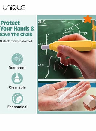4 Pieces Magnetic Chalk Holder, Adjustable Colorful Reusable Washable Plastic Chalk Holder Set for School Teacher Office ( Yellow, Green, Blue, Red) - view 3
