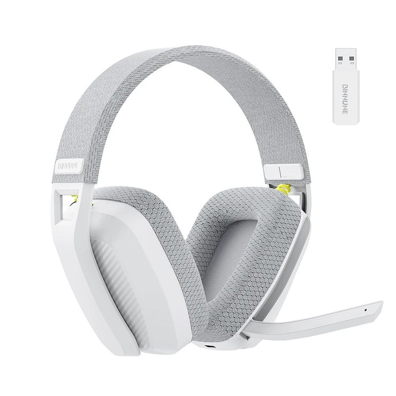 Binnune BW06 2.4GHz Bluetooth Gaming Headset with Mic for PS5 PS4 PC Mac Playstation Wireless Gaming Headphone with Microphone, White 8490741 - Image 1