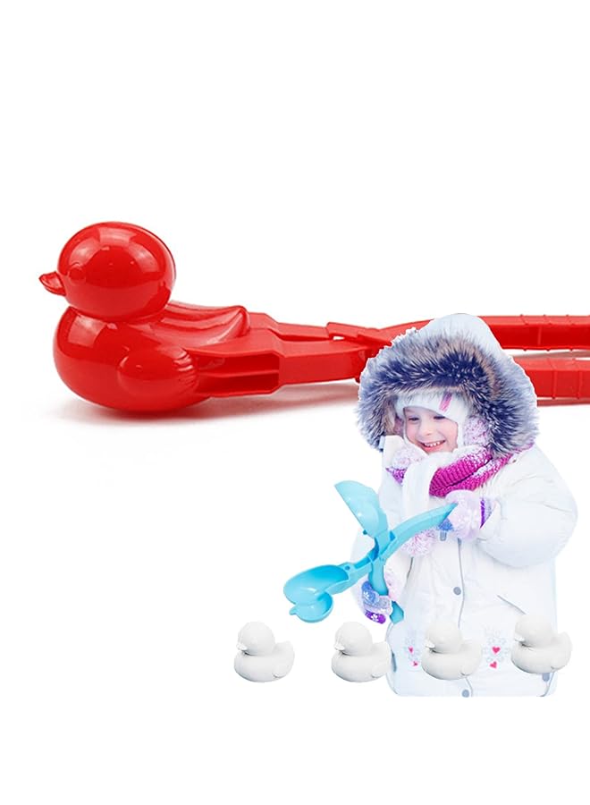 كاست ويف لعبة صانع كرات الثلج، مشبك كروي على شكل بطة، رجل ثلج على شكل قلب، صانع كرات الثلج، مشبك كرات الثلج، أداة قالب الرمل، لعبة رمل الشاطئ، متعة الشتاء للأنشطة الخارجية، لعبة ثلج للقتال من أجل قتال الثلج (أحمر) - Image 2