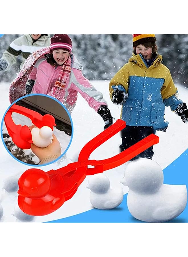 كاست ويف لعبة صانع كرات الثلج، مشبك كروي على شكل بطة، رجل ثلج على شكل قلب، صانع كرات الثلج، مشبك كرات الثلج، أداة قالب الرمل، لعبة رمل الشاطئ، متعة الشتاء للأنشطة الخارجية، لعبة ثلج للقتال من أجل قتال الثلج (أحمر) - Image 1