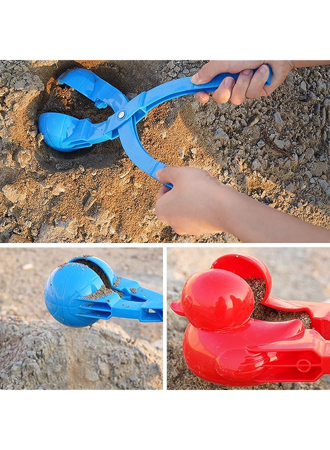 كاست ويف لعبة صانع كرات الثلج، مشبك كروي على شكل بطة، رجل ثلج على شكل قلب، صانع كرات الثلج، مشبك كرات الثلج، أداة قالب الرمل، لعبة رمل الشاطئ، متعة الشتاء للأنشطة الخارجية، لعبة ثلج للقتال من أجل قتال الثلج (أحمر) - Image 4