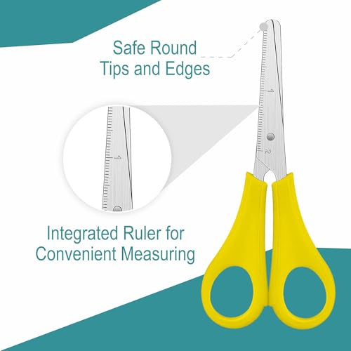 Ultimate Stationery Kids Scissors 5 Inch, 4 Pack Safety Blunt Tip School Scissors for Kids, Stainless Steel, Assorted Colors, Left or Right Handed - Image 3