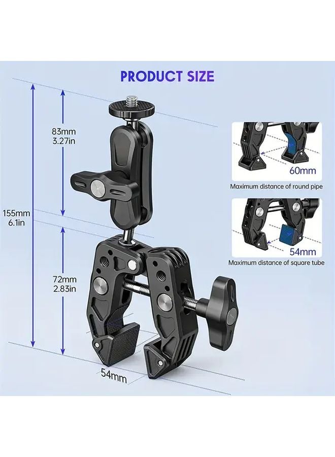 حامل ضوء قابل للتعديل من سبائك الألومنيوم الأسود لكاميرا Insta360 X5 وX4 وX3 وONE X2 وX وRS وR وGO3 - Image 3
