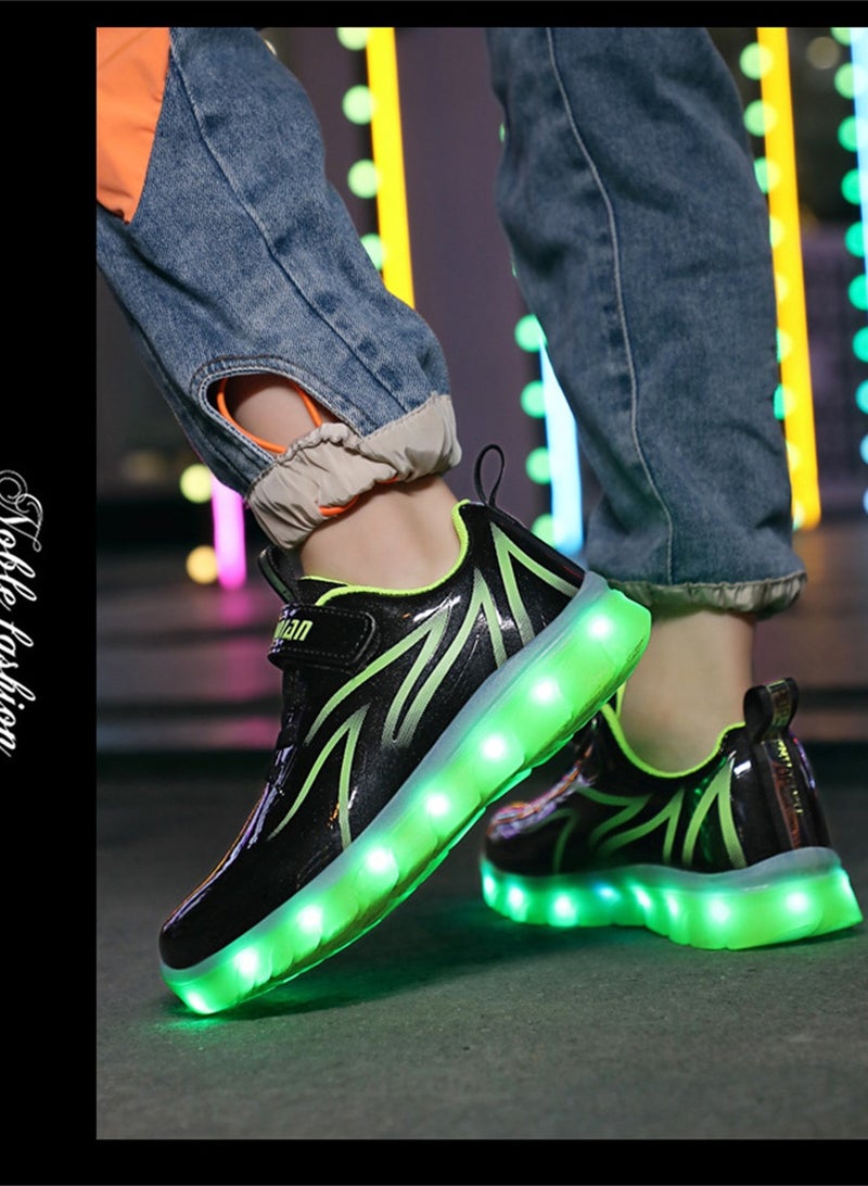 FASHION Walking Shoes LED Lights Shoes Light Up Boys And Girls Children USB Charge Black - Image 3