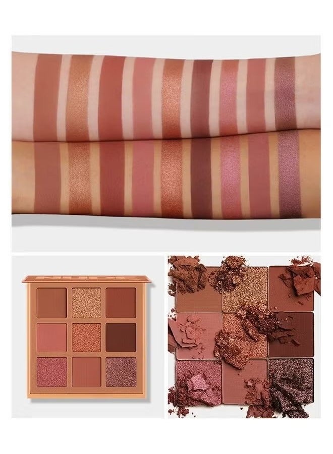 LANGMANNI 9 Color Pink Nude Light Warm Color Eyeshadow Palette Makeup, Glitter Matte Natural Neutral Colorful Eyeshadow Waterproof Long Lasting Natural Mixing Pigment Makeup - Image 2