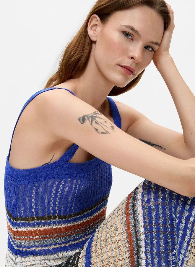 Desigual multi-colored striped Long Knit Dress for Women | Best Price UAE