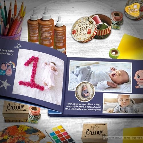 Lakeer 14.5 x 10 Inch DIY Scrapbook-Photo Album | 15 Sheets (30 Pages)-300 GSM Thick | For Photo Album, DIY Craft, Scrapbooking Activity, Sketching (Navy Blue) - Image 4