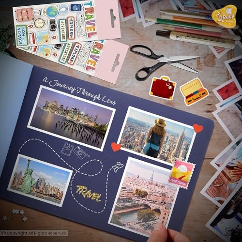 Lakeer 14.5 x 10 Inch DIY Scrapbook-Photo Album | 15 Sheets (30 Pages)-300 GSM Thick | For Photo Album, DIY Craft, Scrapbooking Activity, Sketching (Navy Blue) - Image 5