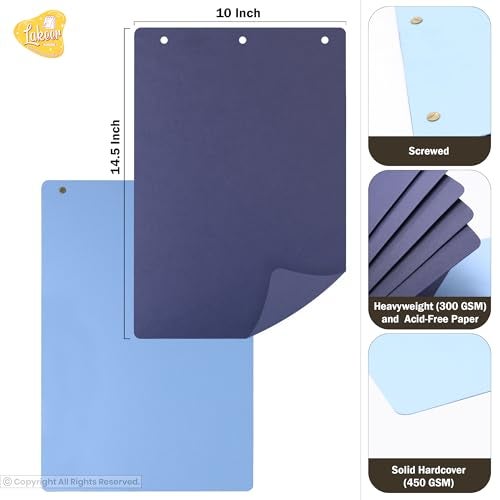 Lakeer 14.5 x 10 Inch DIY Scrapbook-Photo Album | 15 Sheets (30 Pages)-300 GSM Thick | For Photo Album, DIY Craft, Scrapbooking Activity, Sketching (Navy Blue) - Image 2