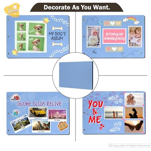 Lakeer 14.5 x 10 Inch DIY Scrapbook-Photo Album | 15 Sheets (30 Pages)-300 GSM Thick | For Photo Album, DIY Craft, Scrapbooking Activity, Sketching (Navy Blue) - Image 3