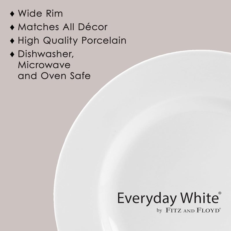 Everyday White طقم أطباق سلطة كلاسيكية بحافة عريضة من 4 قطع، 8.25 بوصة - Image 5