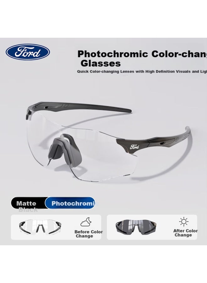 Ford Outdoor Cycling Sungl For Running, Fitness, Nearsightedness, Men And Women, Photochromic Protective Goggles F133-03 Matte Black - Image 1