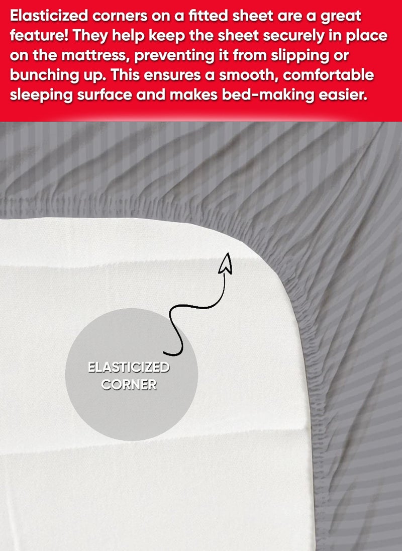 REDTOMMY LIGHT GREY Extra Deep Pocket Super King Size Cotton Sheet Set 200x200+35cm - Image 3