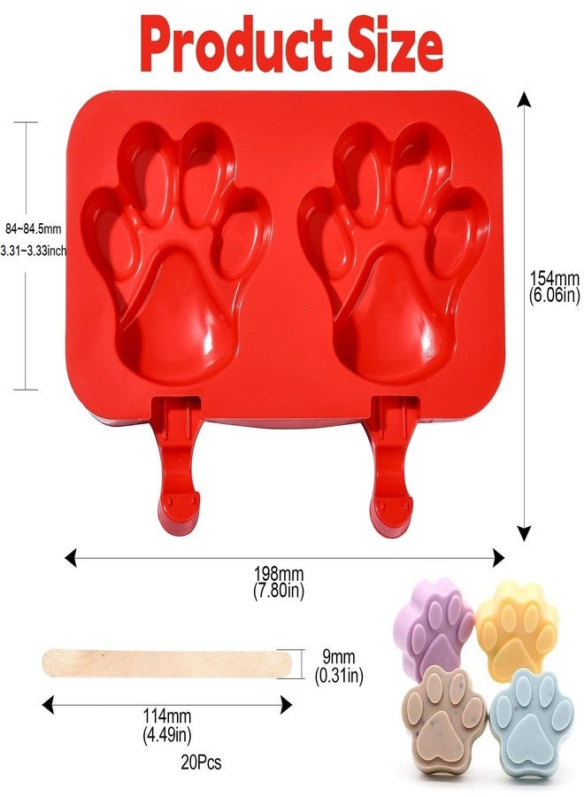 Airssory 2 pcs Red Dog Paw Shaped Fondant Mold Cute Animal Pet Claw Mold for DIY Party Cake Chocolate Popsicle Jello Candy Craft Making Decoration - Image 2