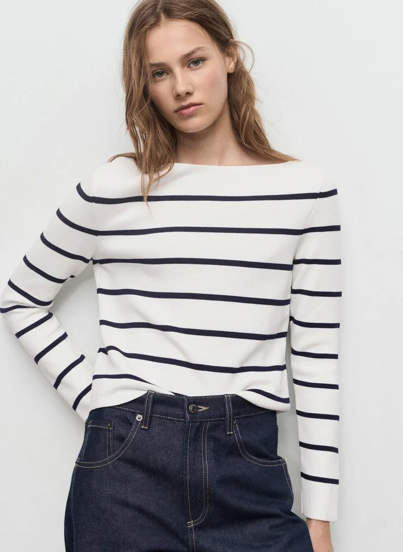 MANGO Fine-knit boat-neck sweater