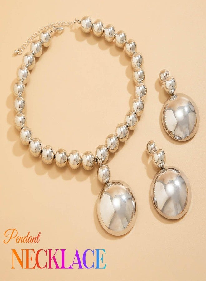 CLOACE Chunky Choker Necklace Set Gold Thick Necklaces Earrings Sets Punk Cuban Jewelry Accessories for Women (S-B) - Image 2