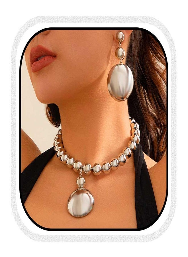 CLOACE Chunky Choker Necklace Set Gold Thick Necklaces Earrings Sets Punk Cuban Jewelry Accessories for Women (S-B) - Image 1