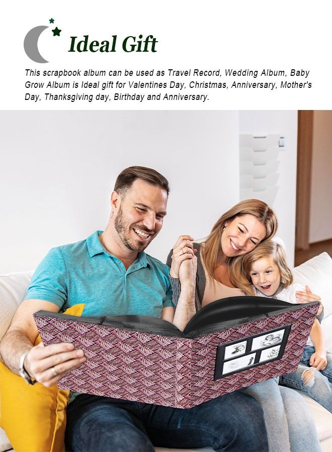 HomarKet Photo Albums for 4x6 Photos Holds 600 Black Pages Large knitting pattern Cover Horizontal and Vertical Photos Large Capacity Travel Record Family Album Baby Photo Picture Album  - Image 2