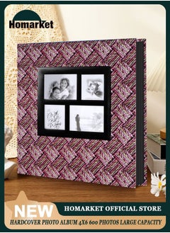 HomarKet Photo Albums for 4x6 Photos Holds 600 Black Pages Large knitting pattern Cover Horizontal and Vertical Photos Large Capacity Travel Record Family Album Baby Photo Picture Album  - Image 1
