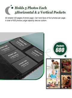 HomarKet Photo Albums for 4x6 Photos Holds 600 Black Pages Large knitting pattern Cover Horizontal and Vertical Photos Large Capacity Travel Record Family Album Baby Photo Picture Album  - Image 5