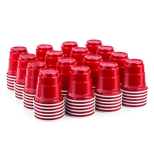 HAOZAN 100ct 2oz. Mini Red Shot Cups, Disposable and Small Size Perfect for Party, Tastings, Sample and More - Image 1