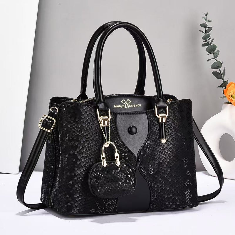 Handbag Retro Trendy Handbag High-Quality Texture Shoulder Bag Bright Leather Snake Pattern Crossbody Bag Versatile - Image 1