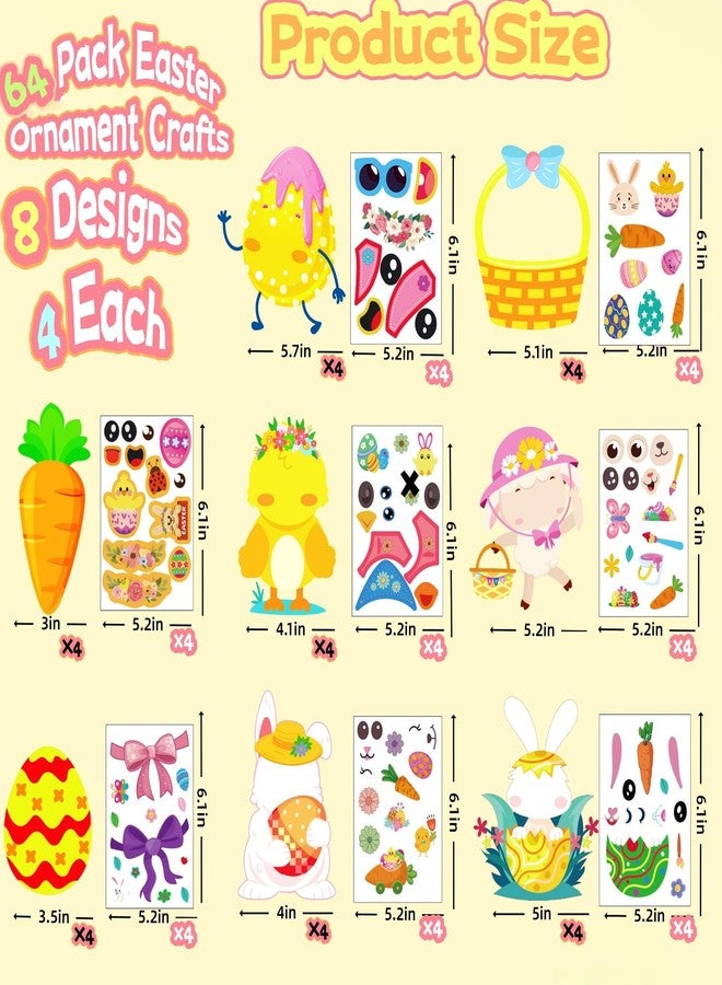 مجموعة زينة عيد الفصح الورقية للأطفال من UDTAATO، 64 قطعة، ملصقات وجه يمكنك صنعها بنفسك مع بيضة أرنب، مجموعة بطاقات عيد الفصح، ملصقات ذاتية اللصق لتزيين الحفلات والفصول الدراسية. - Image 3