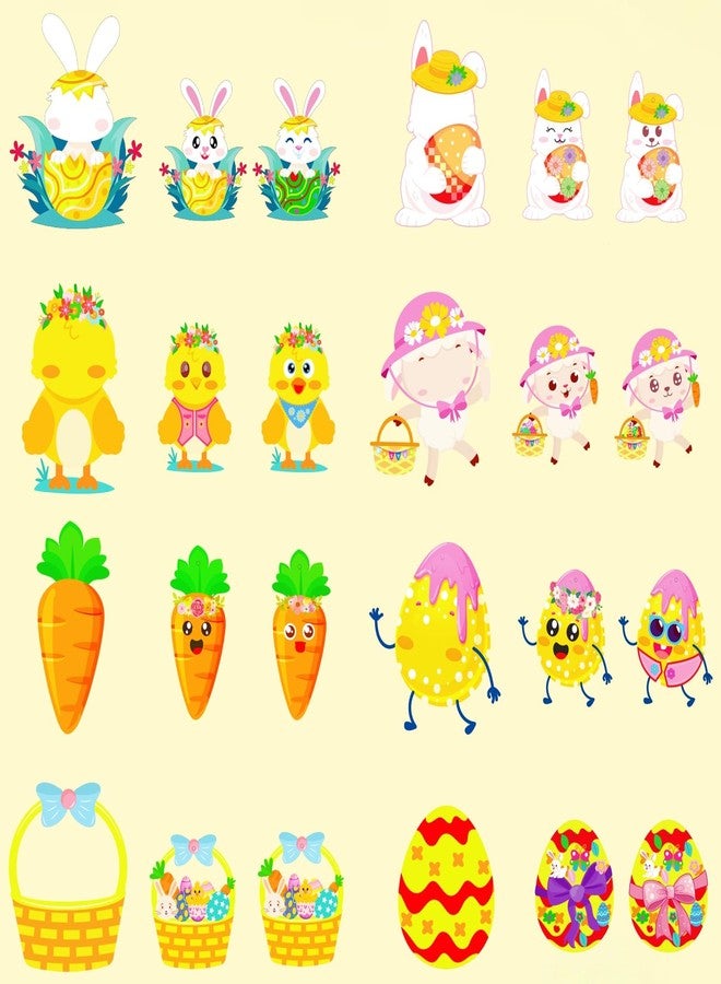 مجموعة زينة عيد الفصح الورقية للأطفال من UDTAATO، 64 قطعة، ملصقات وجه يمكنك صنعها بنفسك مع بيضة أرنب، مجموعة بطاقات عيد الفصح، ملصقات ذاتية اللصق لتزيين الحفلات والفصول الدراسية. - Image 2