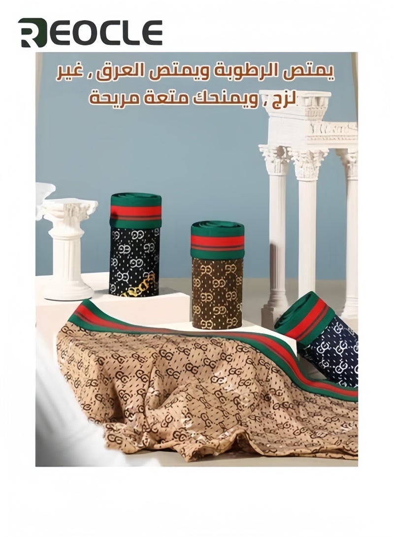 REOCLE Men's Underwear Antibacterial Boxer Briefs Pure Cotton Printed Underwear Boxer Shorts Trendy 3-piece Gift Box - Image 2