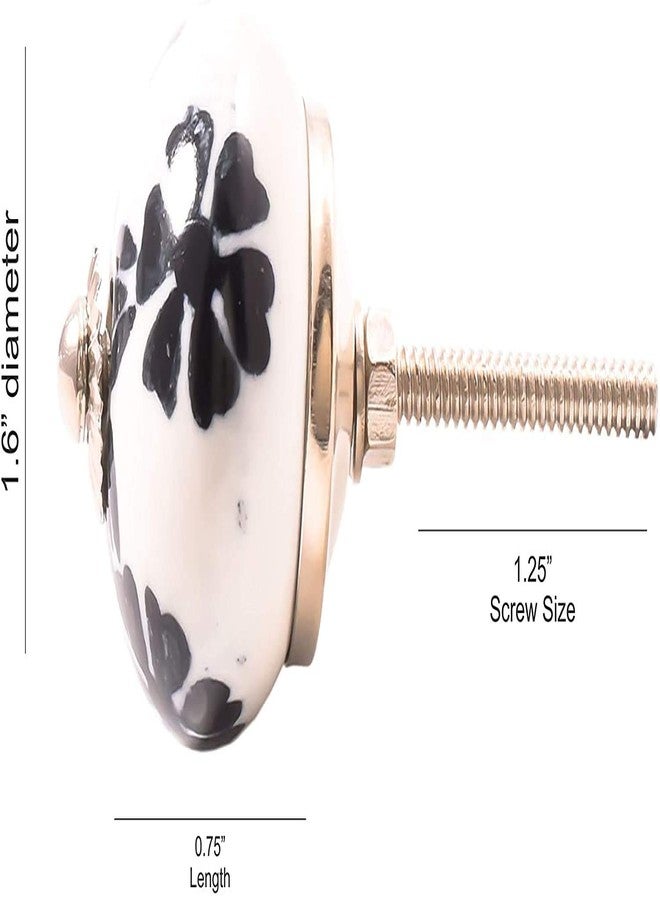 SHRIYAM CRAFT SHRIYAM Ceramic Vintage Assorted Colourful Pottery Drawer Handle Door Knobs and Pulls for Kitchen Cabinets Home Interior Décor Hardware (D-1.7" x H-2.5" ) (6, Black & White) - Pack of 6 - Image 2