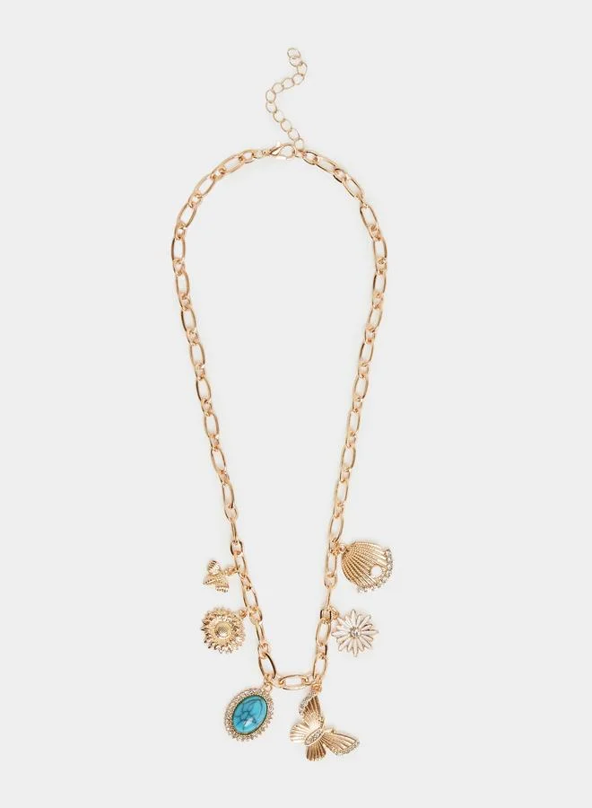 Styli Gold Charm Pendant Necklace