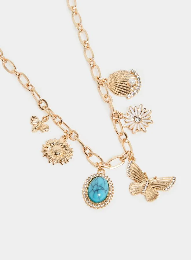 Styli  Gold Charm Pendant Necklace for Women | Best Price UAE