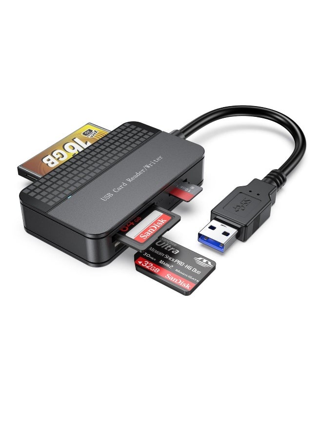 Generic - SD Card Reader USB 3.0, Memory Card Reader 4-in-1, TF Micro SD MS CF Card Reader USB to Multi SD Card, Adapter External High Speed Read Compact Flash Card Readers for Computer PC Camera Laptop - Image 1