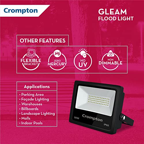 Crompton Aluminium Gleam 30W LED Flood Light | Outdoor Waterproof Security Light | Wide Angle Beam | Cool Daylight 6500K | Energy Saving | Pack of 2 - Image 3